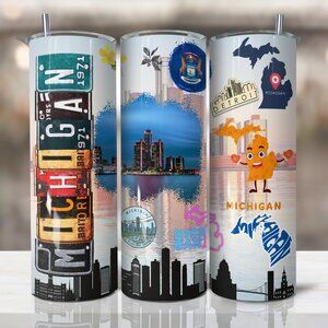 Michigan Tumbler, Michigan State Cup, Great Lakes Tumbler, 20oz Skinny Tumbler